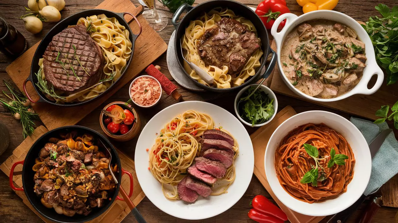 Steak and pasta dishes