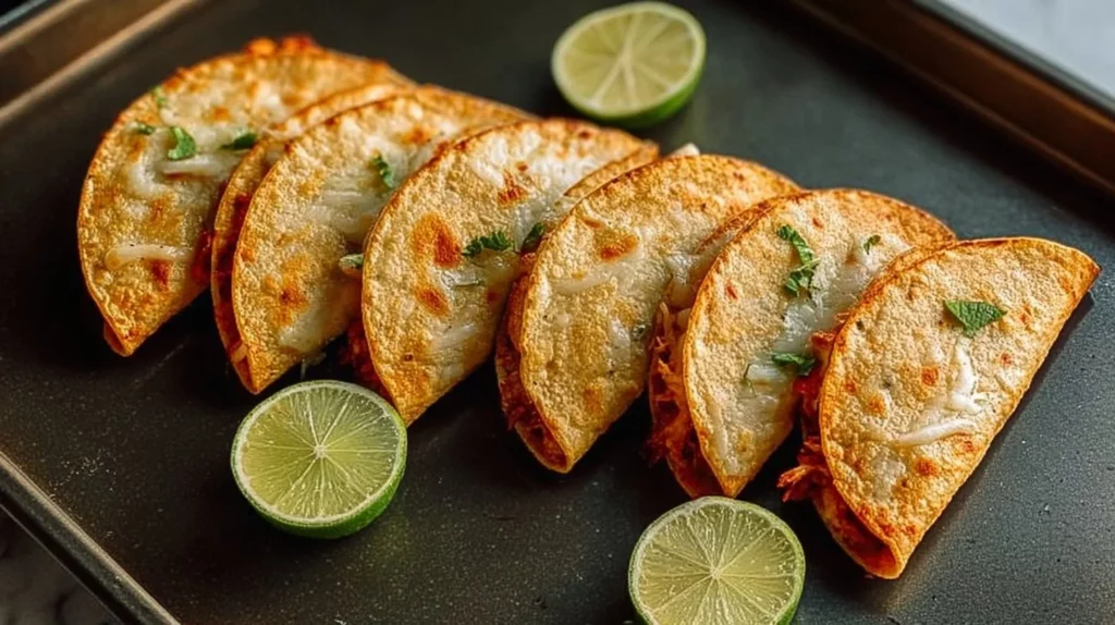 20-Minute baked chicken tacos topped with fresh ingredients