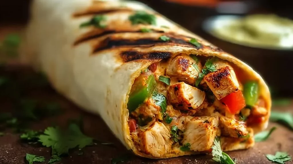 Chipotle Ranch Grilled Chicken Burrito with fresh ingredients and spices