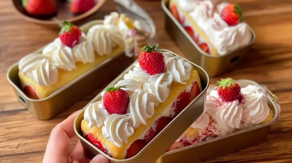 Delicious homemade strawberry shortcake with fresh berries and cream