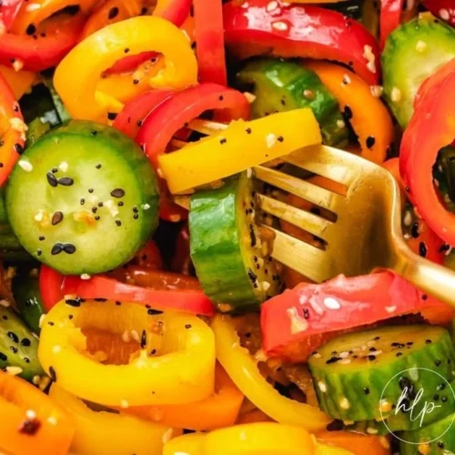 Viral TikTok cucumber and bell pepper salad fresh and colorful